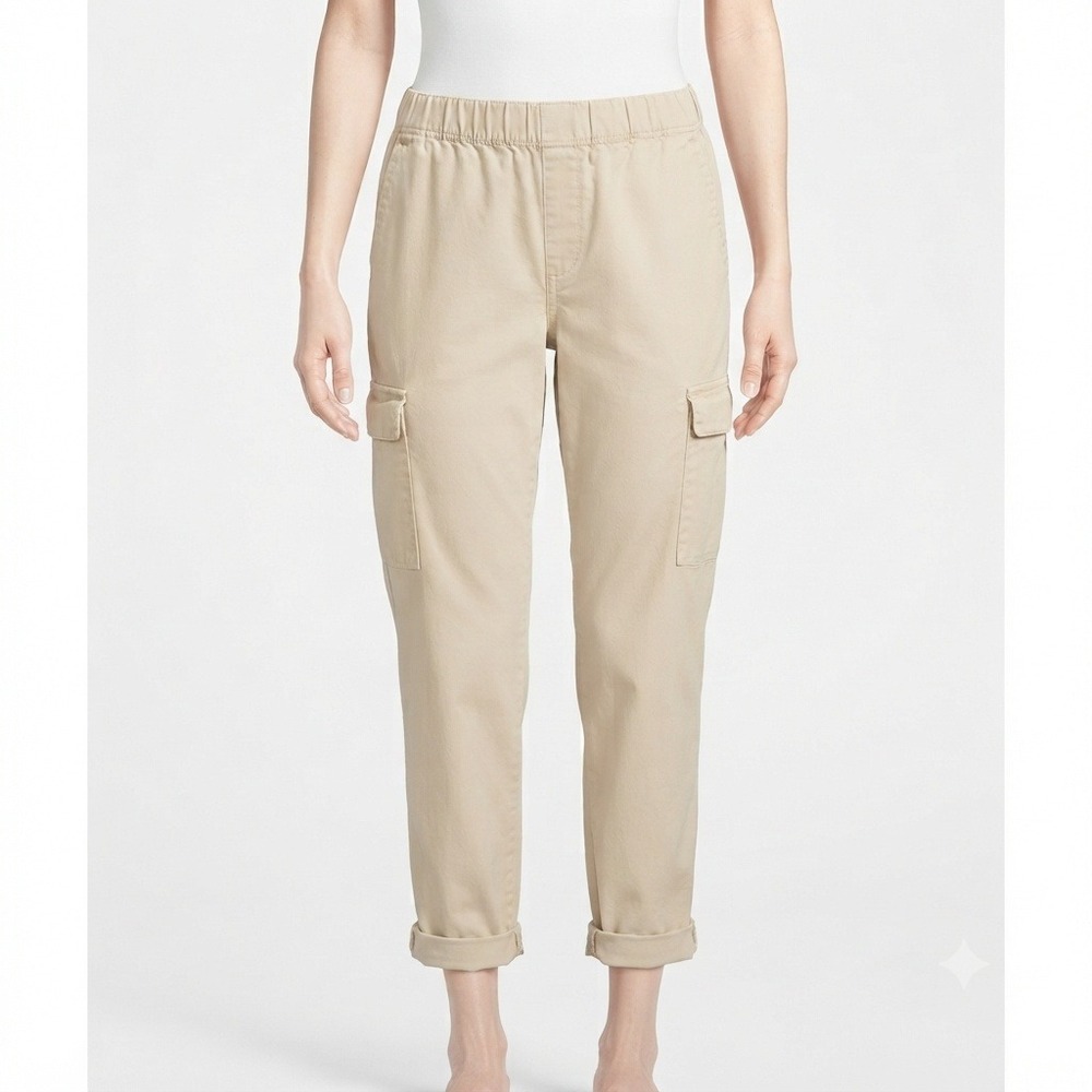 Gap Pants Womens XL Tan Khaki Elastic Waist Cargo Tapered Utility Casual